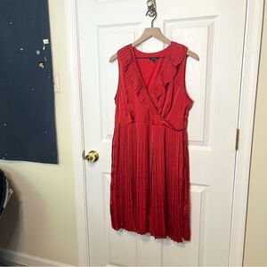 ✧･ﾟshiny red pleated ruffle dress